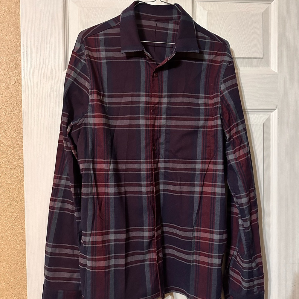lululemon athletica Plaid Dress Shirt - Red and Blue